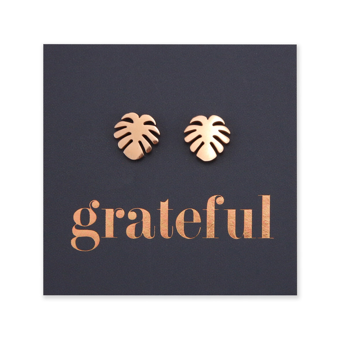 Monstera leaf hypoallergenic stainless steel earring stud, available in black, rose gold, silver or black. 
