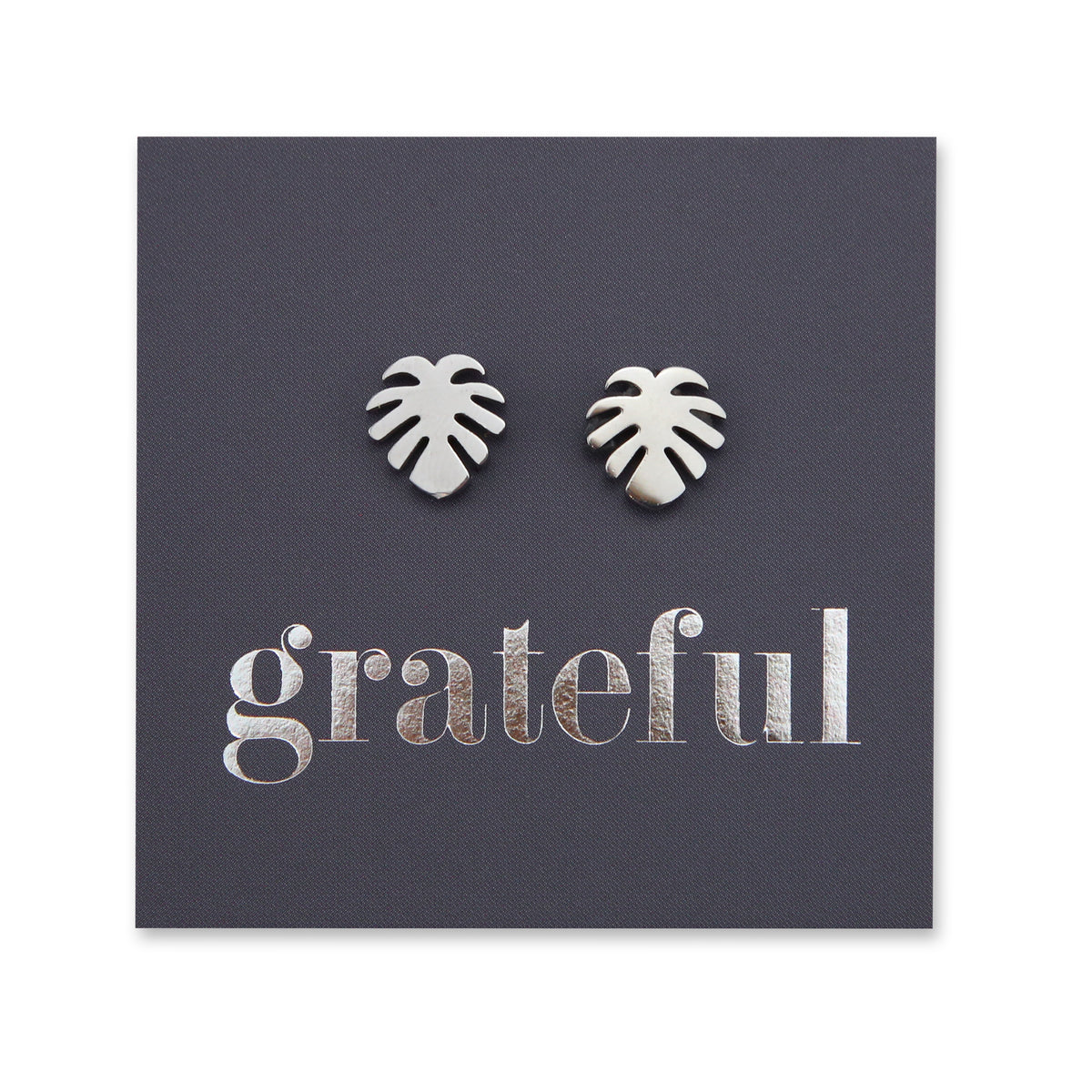 Monstera leaf hypoallergenic stainless steel earring stud, available in black, rose gold, silver or black. 