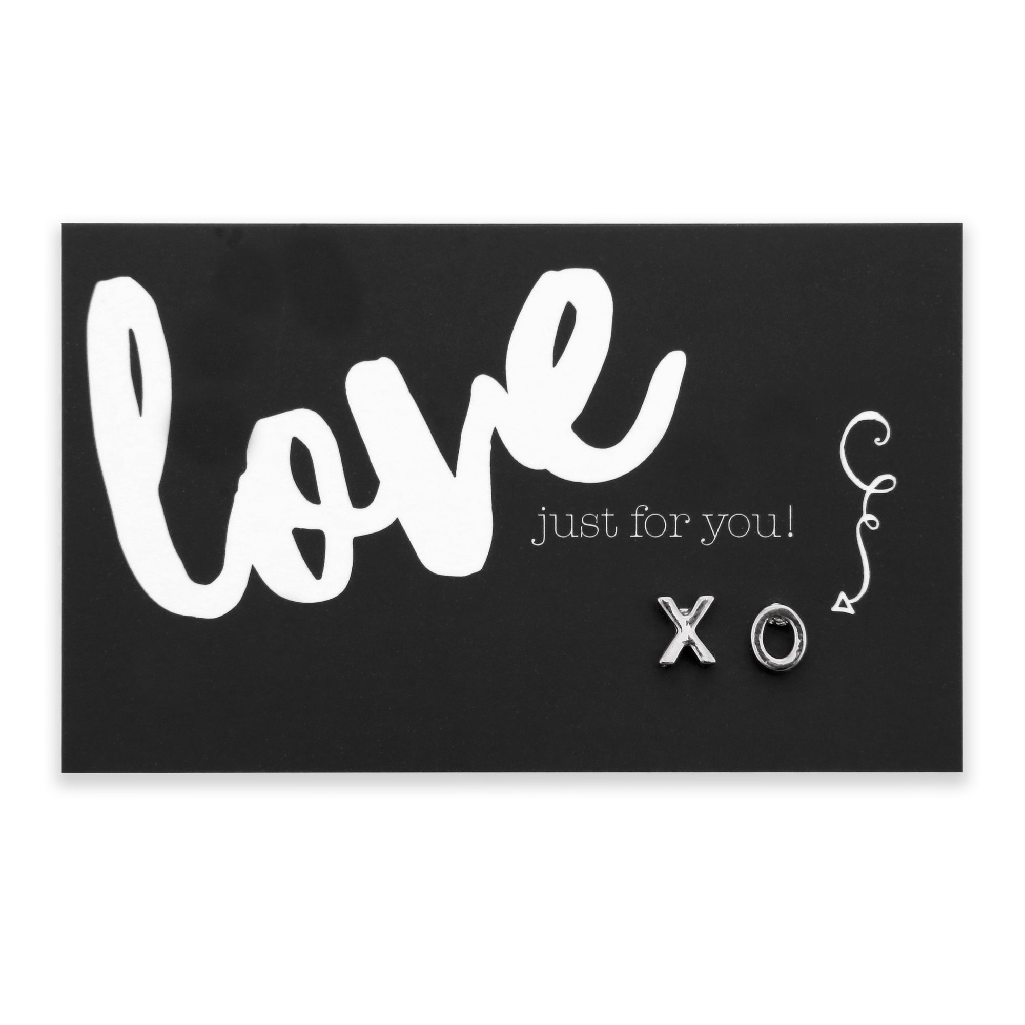 Love Just For You ' XO ' Silver Stud Earrings (9605)