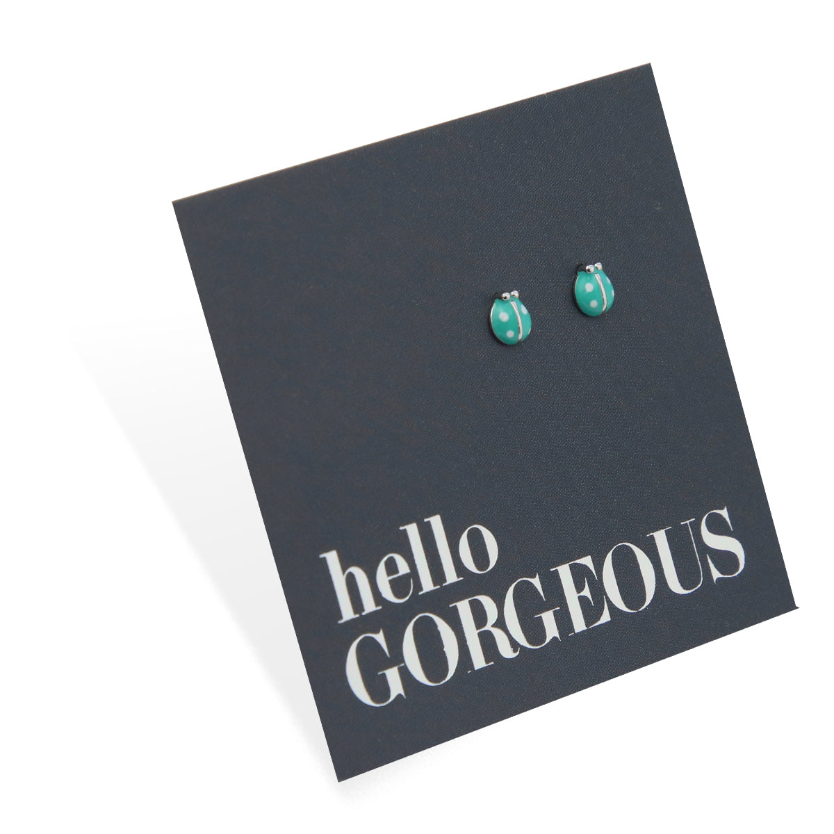 Tiny sweet teal lady bug earrings sterling silver earring studs. 