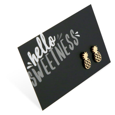 Hello Sweetness! Pineapple Plated Stud Earrings - Gold (9804)
