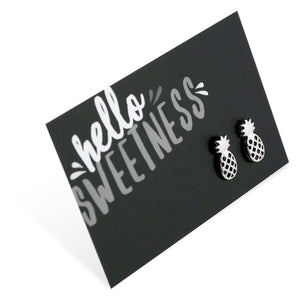 Hello Sweetness! Pineapple Plated Stud Earrings - Silver (9805)