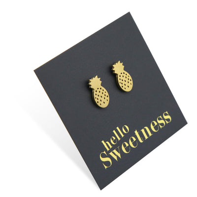 gold stainless steel pineapple studs on foil hello sweetness