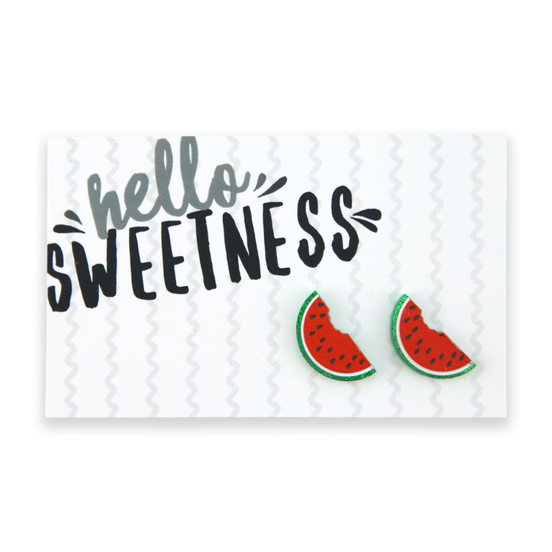 Acrylic Glitter Watermelon Studs - Hello Sweetness - Green Glitter Feature (12013)