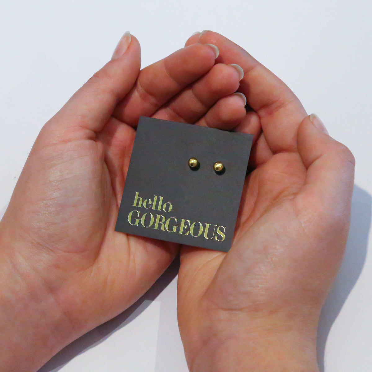 Stainless Steel Ball shape earrings. Hypoallergenic studs in Rose Gold, Silver, Black & Gold. Star shaped. Beautiful Gifts by Sister and Soul. Foil feature gift card Girl you are amazing.