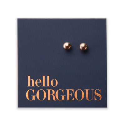 Stainless Steel Ball shape earrings. Hypoallergenic studs in Rose Gold, Silver, Black & Gold. Star shaped. Beautiful Gifts by Sister and Soul. Foil feature gift card Girl you are amazing.