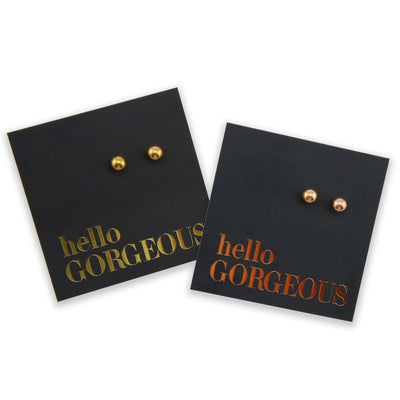 Stainless Steel Ball shape earrings. Hypoallergenic studs in Rose Gold, Silver, Black & Gold. Star shaped. Beautiful Gifts by Sister and Soul. Foil feature gift card Girl you are amazing.