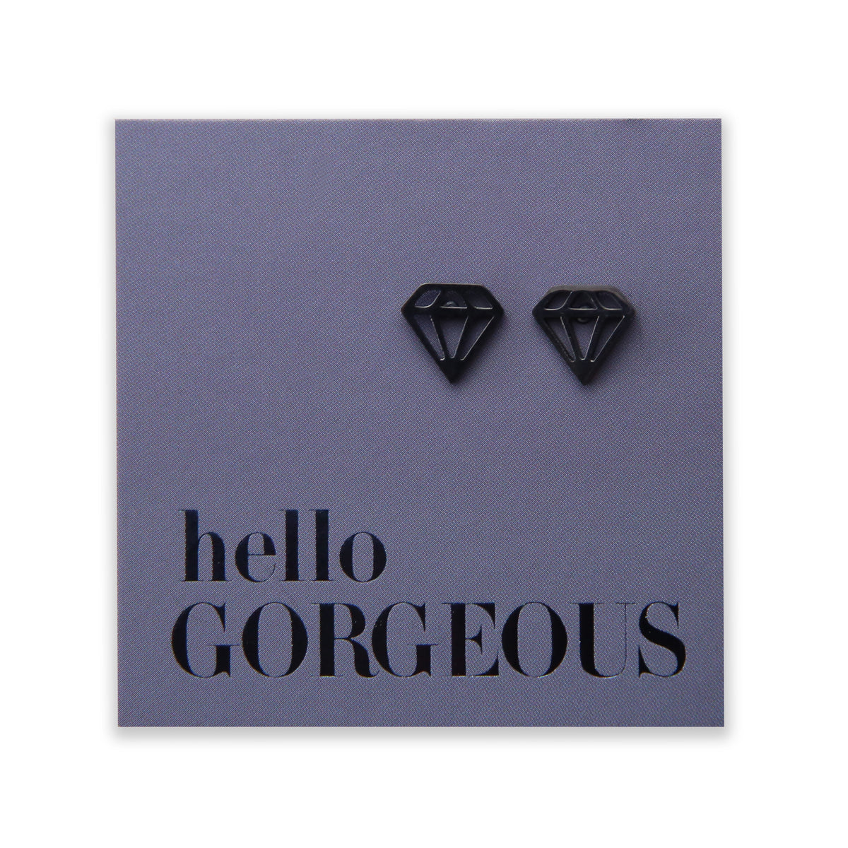 Stainless Steel Geo Diamond shape earrings. Hypoallergenic studs in Rose Gold, Silver, Black & Gold. Star shaped. Beautiful Gifts by Sister and Soul. Foil feature gift card Girl you are amazing.