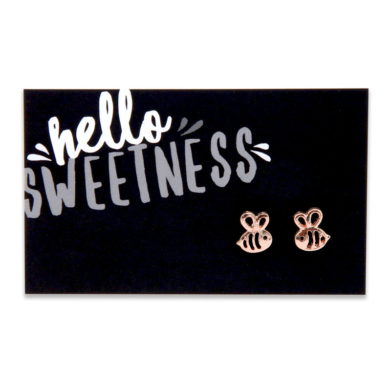 Hello Sweetness! Bumble Bee Earring Studs - Rose Gold (9416)