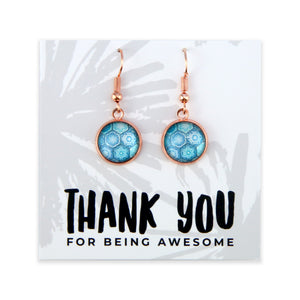 TEAL COLLECTION - Thank You For Being Awesome - Rose Gold Dangle Earrings - Hexa (12242)