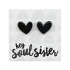 Hey Soul Sister - Resin Heart Studs - Black (11362)