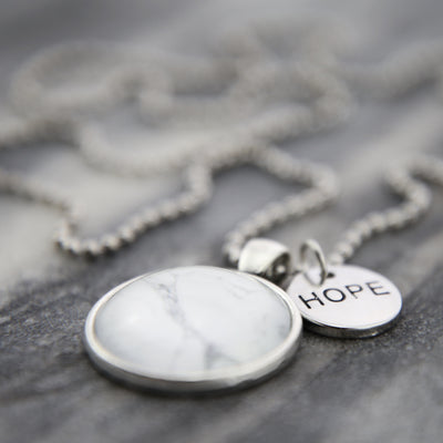 Black & Whites - Vintage Silver ' HOPE ' Necklace - Marble-isheous (11065)