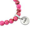 Hot Pink Synthesis Stone 8mm Bead Bracelet with Fight Silver Word Charm. Fundraiser for the National Breast Cancer Foundation