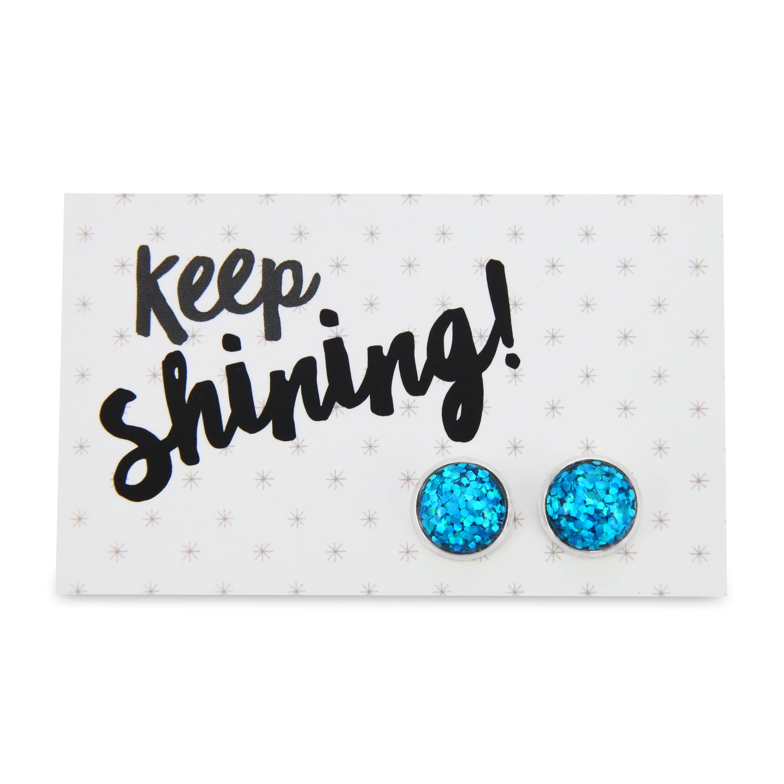 SPARKLEFEST - Keep Shining - Bright Silver 12mm Circle Studs - Aquarium (9109)