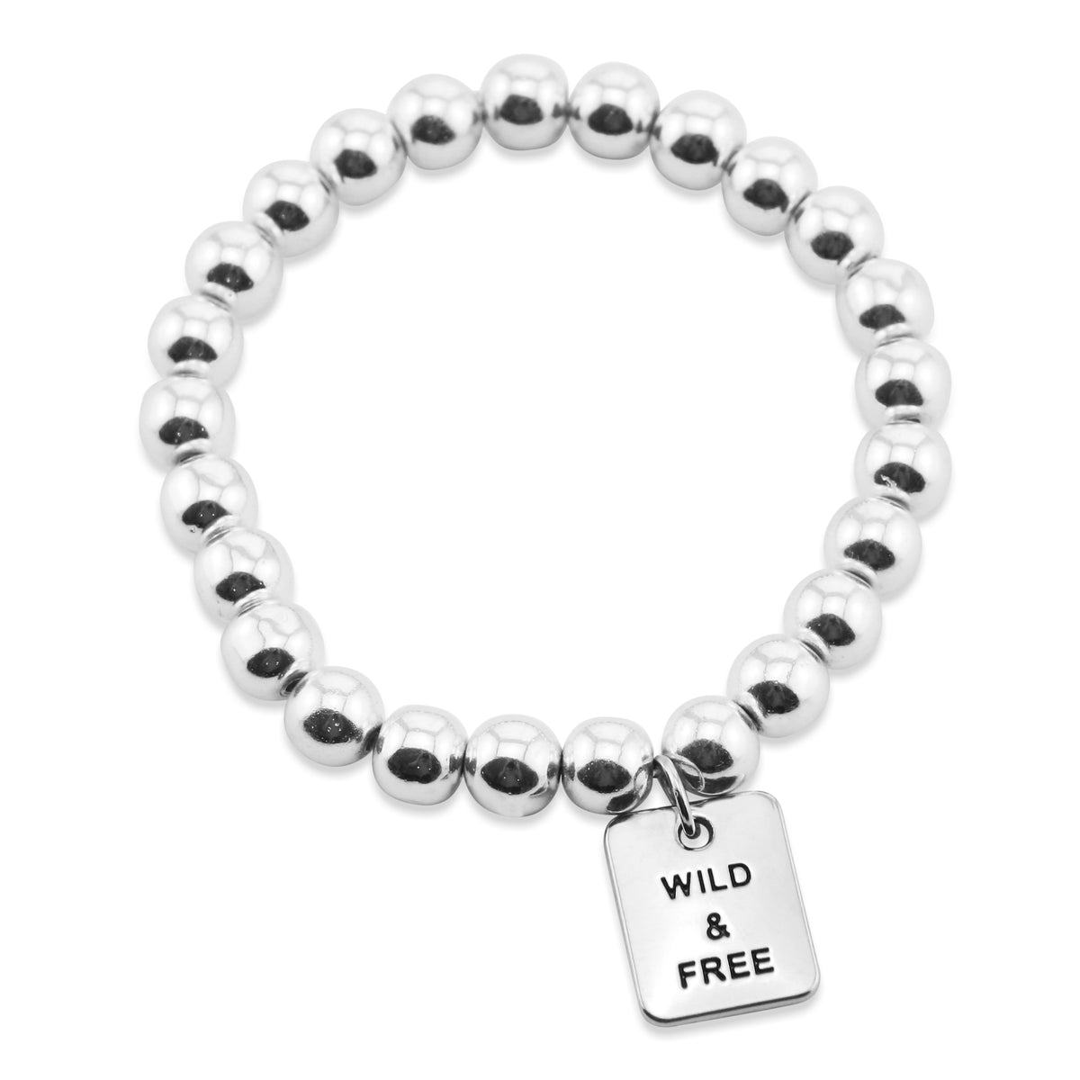 The STRONG WOMEN Collection Hematite Bracelet 8mm Beads with word charm - Sassy Silver