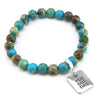 Precious Stone Bracelet Imperial Jasper Lagoon 8MM BEADS - With Silver Word Charms