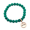 TEAL COLLECTION Stone Bracelet - Dark Teal Marble Stone 8mm Bead Bracelet  - Rose Gold Word Charms