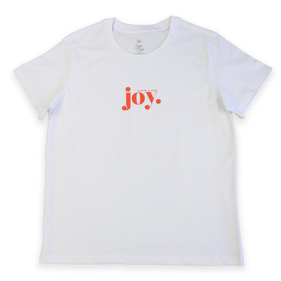 Joy - Boxy Tee - White with Sunrise Orange Print