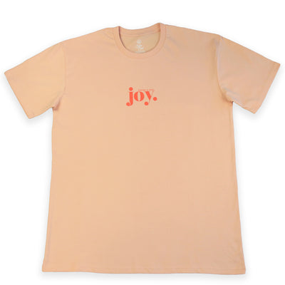 Joy - Plus Size Long Boxy Tee - Peach with Sunrise Orange Print
