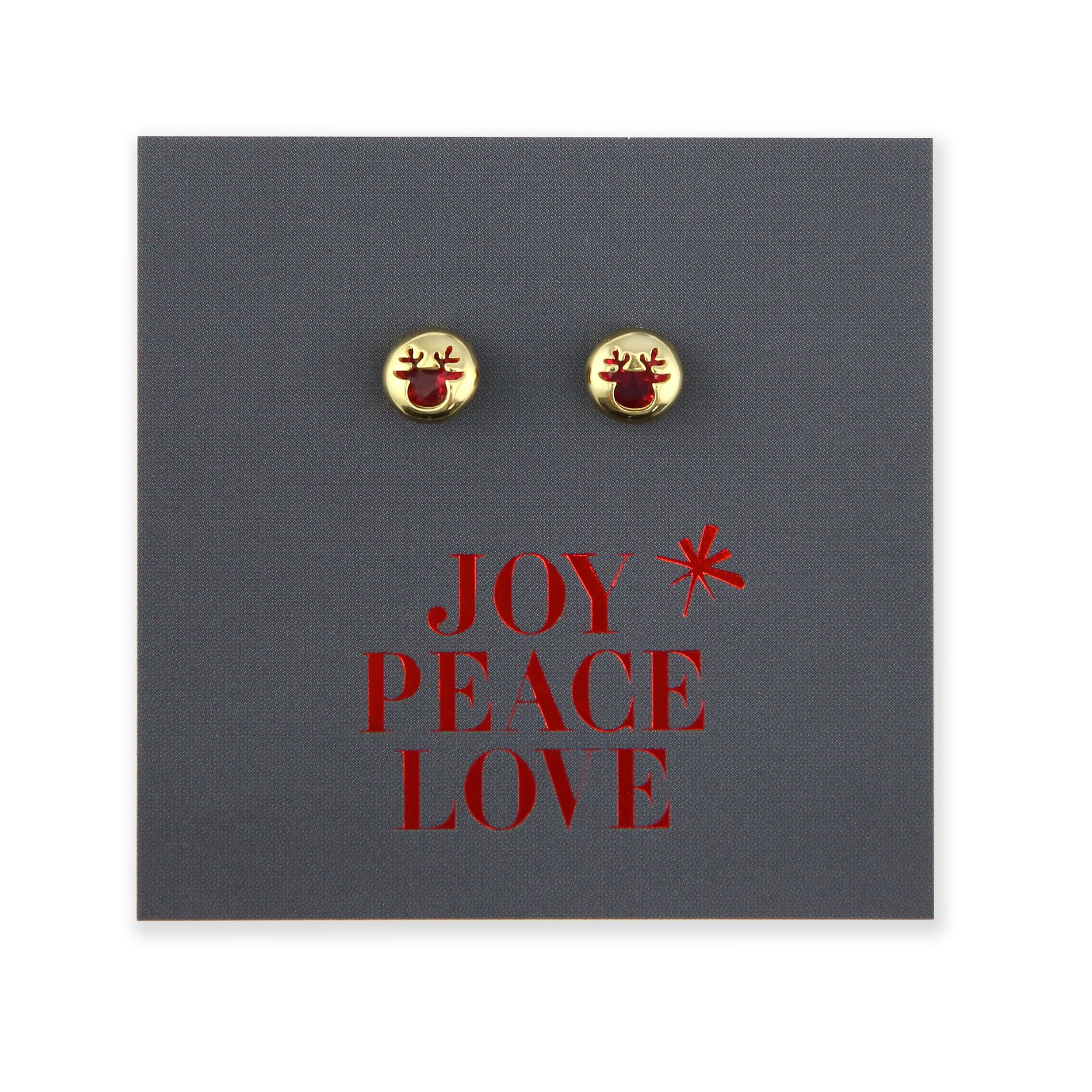 Ruby Reindeer - Joy Peace Love - Gold Sterling Silver (8705-R)