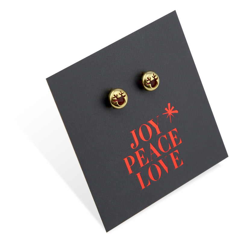 Ruby Reindeer - Joy Peace Love - Gold Sterling Silver (8705-R)