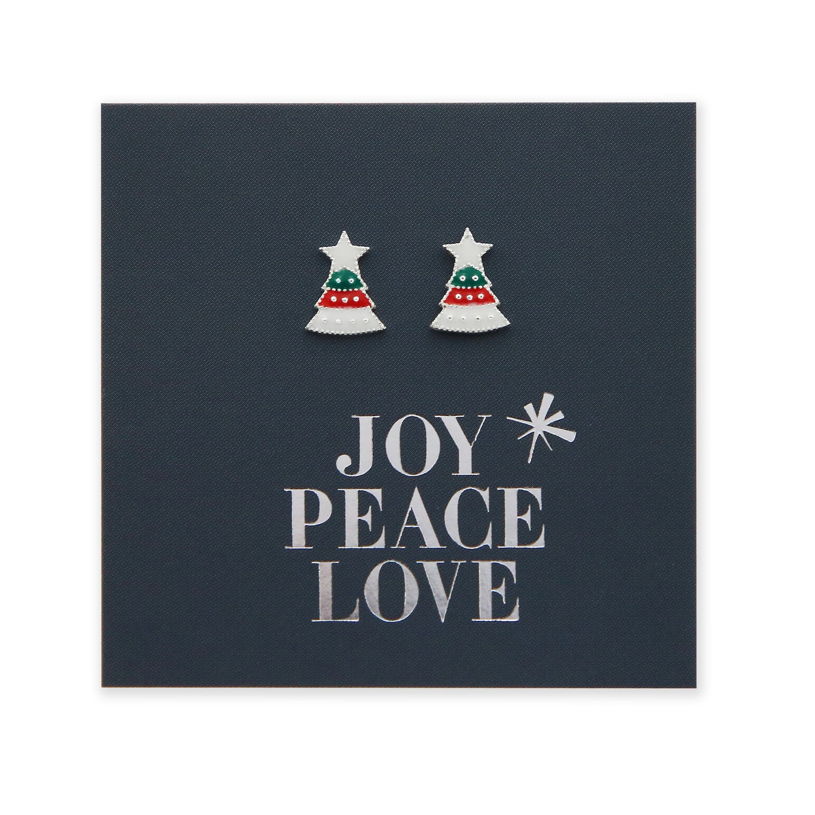 Sterling Silver Studs - Joy Peace Love - Christmas Tree (9511-R)