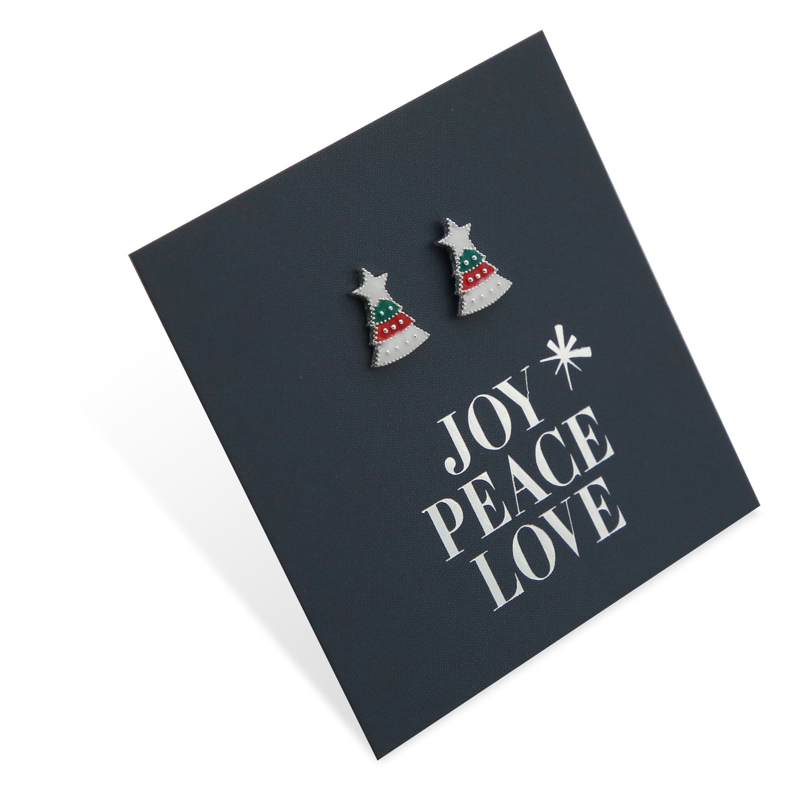 Sterling Silver Studs - Joy Peace Love - Christmas Tree (9511-R)