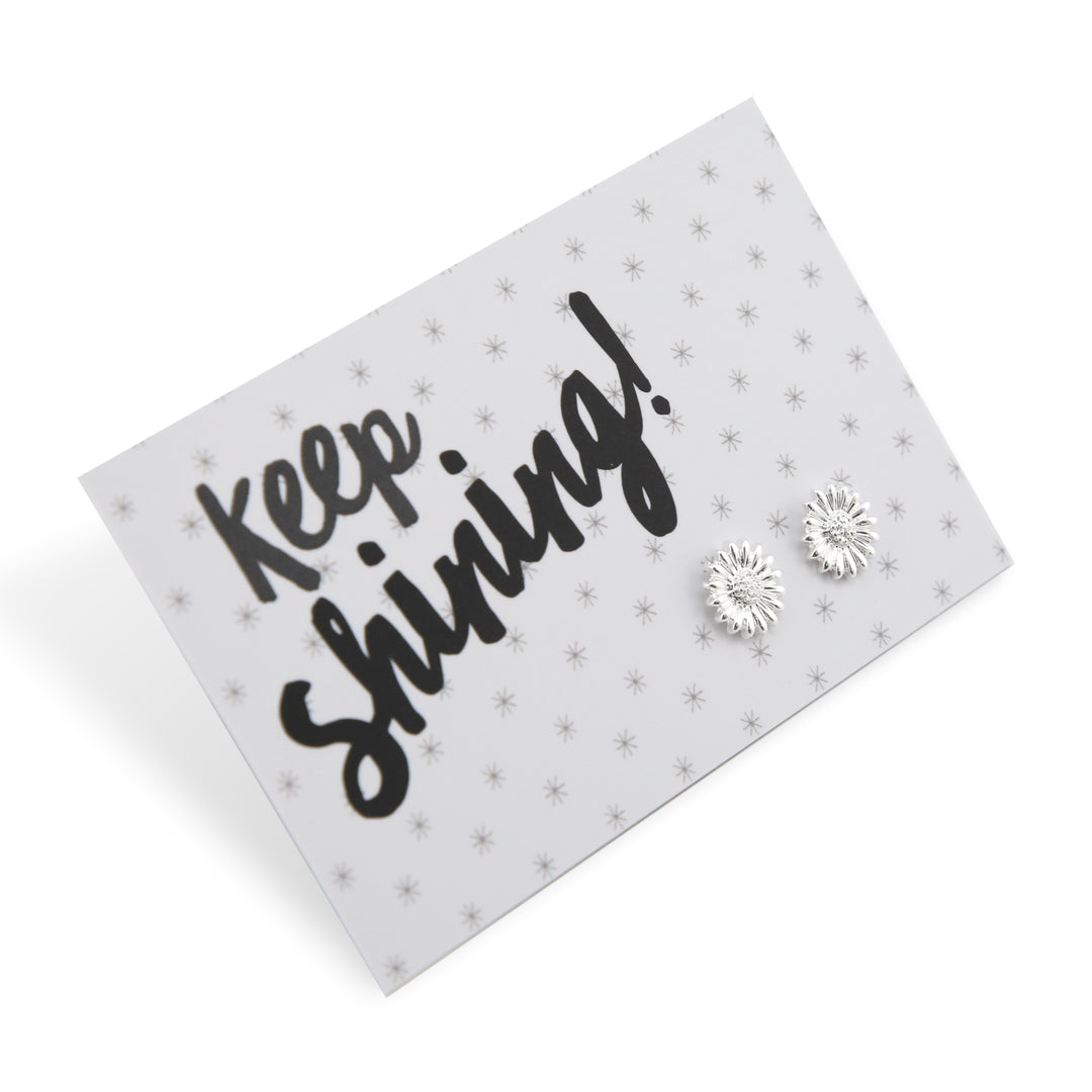 Forever Spring - Keep Shining - Sunflower Earring Studs - Bright Silver  (9711)