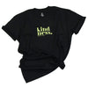 Kindness - Plus Size Long Boxy Tee - Black with Soft Lime Print