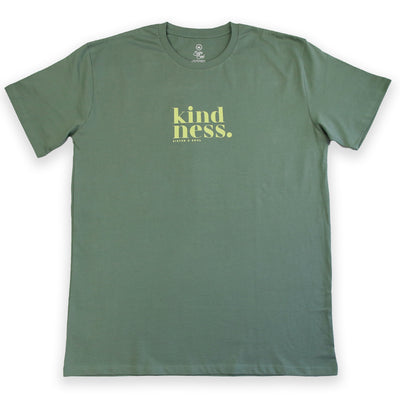 Kindness -  Plus Size Long Boxy Tee - Sage with Lime Print