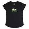 Kindness - Scoopy Tee - Black with Lime Print
