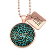 Teal Lagoon Leopard print rose gold pendant necklace with you got this charm.
