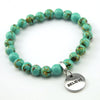 TEAL COLLECTION - Light Teal Synthesis 8mm Beads - Silver Word Charms