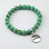 TEAL COLLECTION - Light Teal Synthesis 8mm Beads - Silver Word Charms