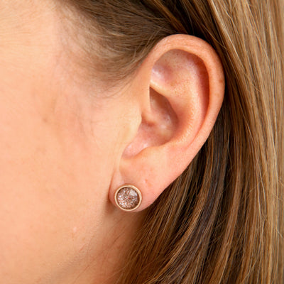 Girl You're Amazing - Rose Gold Stainless Steel 8mm Circle Studs - Lionhearted Copper (8504-R)