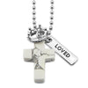 Cross & Crown Necklace - White Marble Howlite