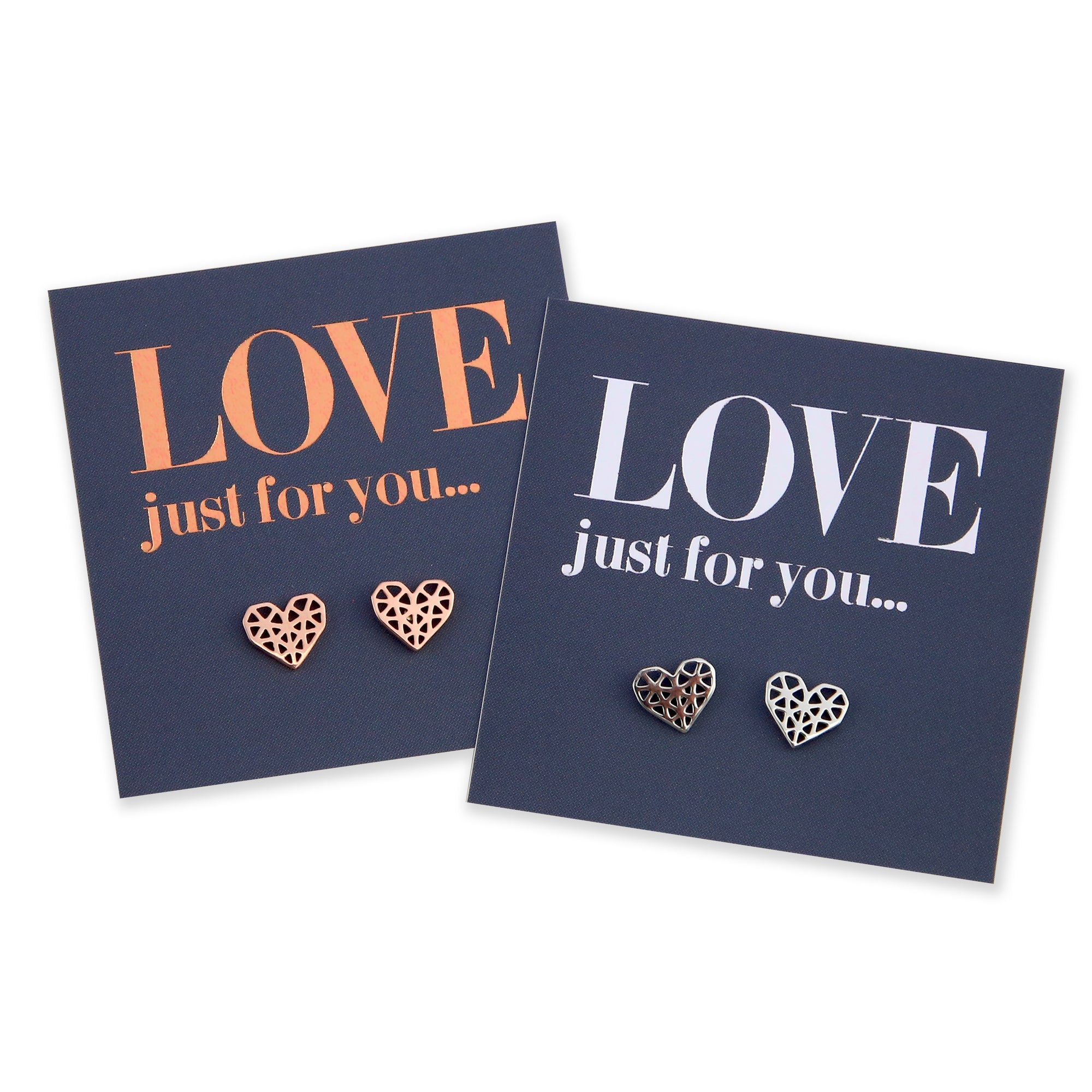 Stainless Steel Earring Studs - Love Just For You - Geo Hearts