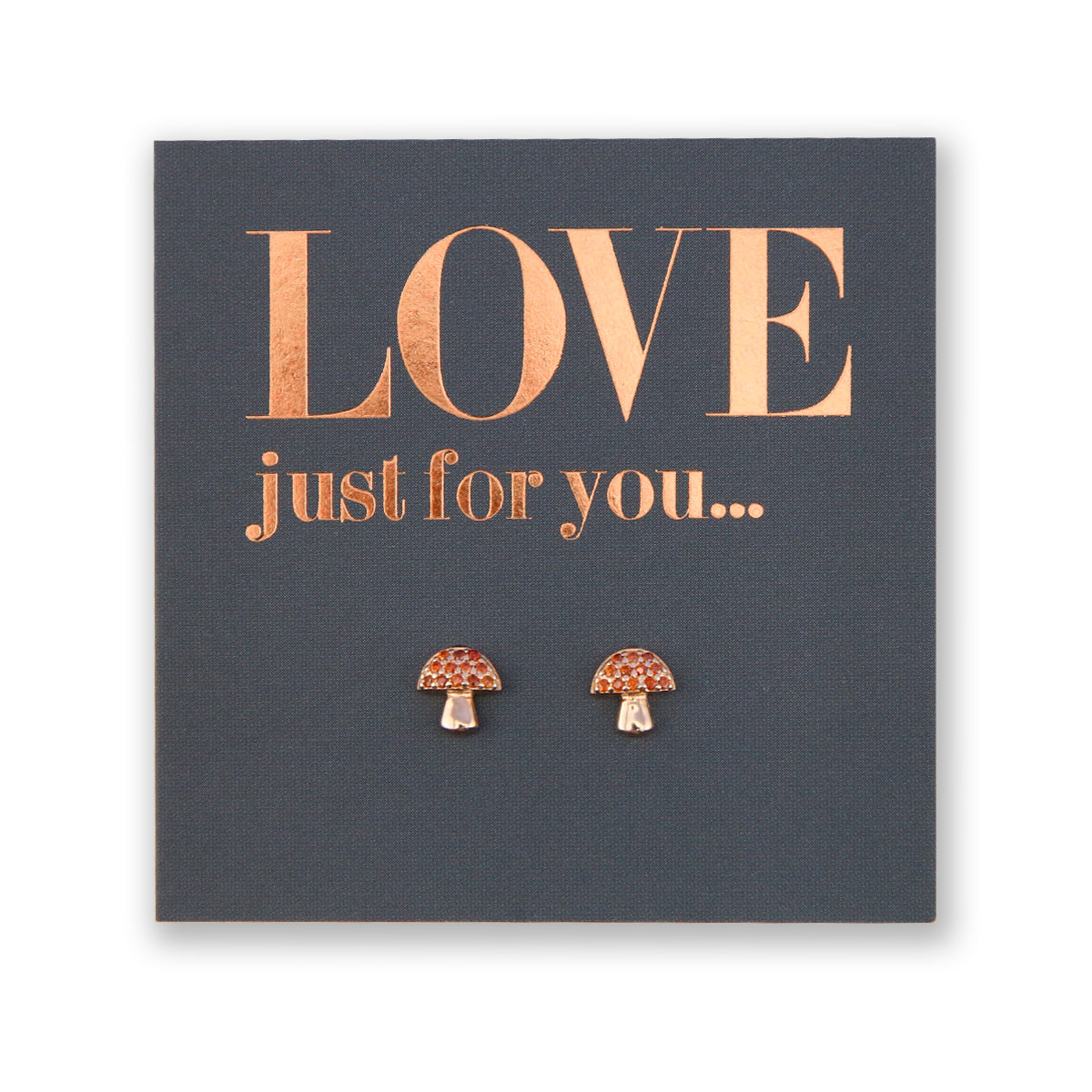 Tiny Mushroom - 18k Rose Gold Plated Sterling Silver Studs - Love Just For You (8816-R)