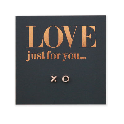 Tiny XO Rose Gold Sterling Silver Studs - Love Just For You (8214-F)