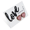 Acrylic Glitter Heart Studs - Love Just For You - Pink & Rose Gold (2316)