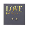 Tiny Cross Studs - Gold Sterling Silver - Love Just For You (8512-F)