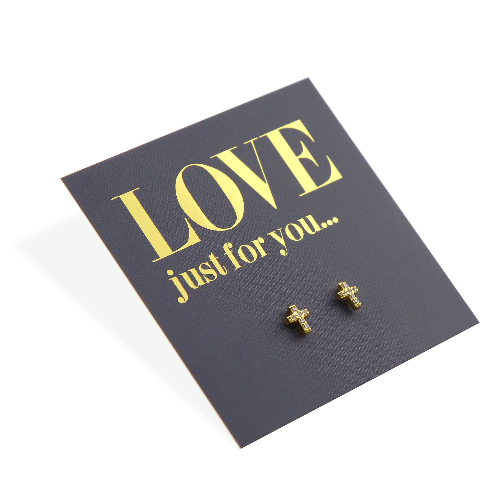 Tiny Cross - 18k Gold Sterling Silver Stud - Love Just For You (8512-F)
