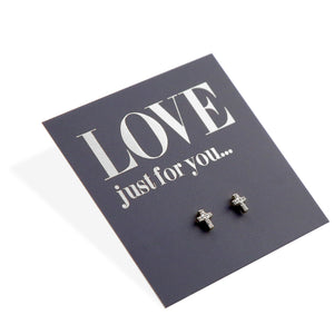 Tiny Cross - Sterling Silver Studs - Love Just For You (8611-F)