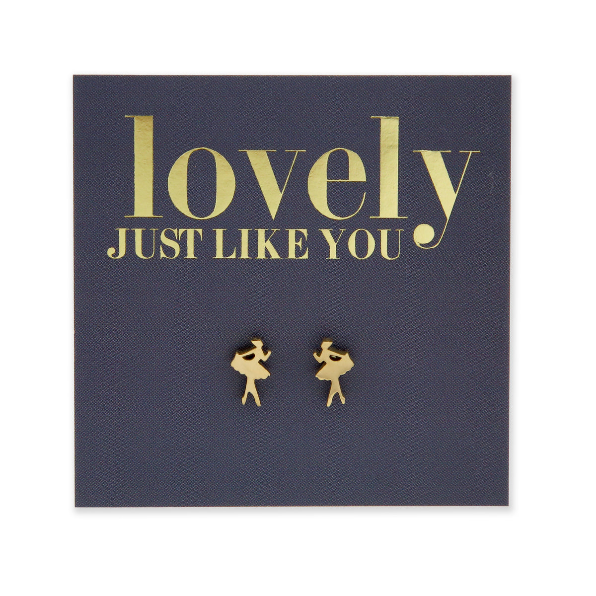 Gold stainless steel tiny dancer studs on foil lovely just like you card