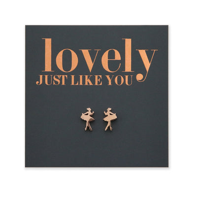 Rose Gold stainless steel tiny dancer studs on foil lovely just like you card