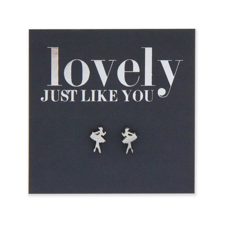 Silver, rose gold, gold and black stainless steel tiny dancer studs on foil lovely just like you card