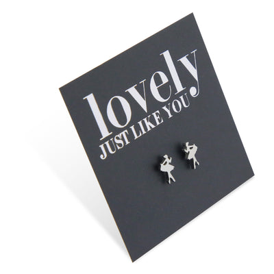 Silver stainless steel tiny dancer studs on foil lovely just like you card