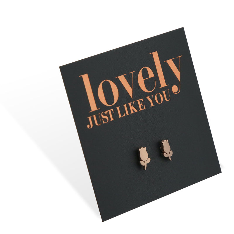 Lovely Just Like You - Stainless Steel Earring Studs - Tiny Tulips