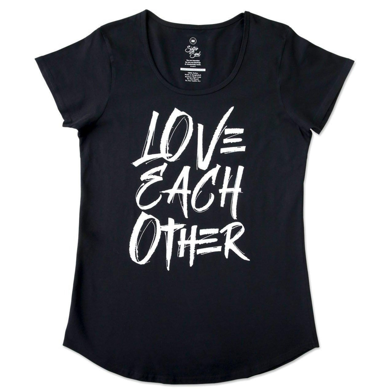Black Love Each Other Motivational T-shirt with Scooped shape.