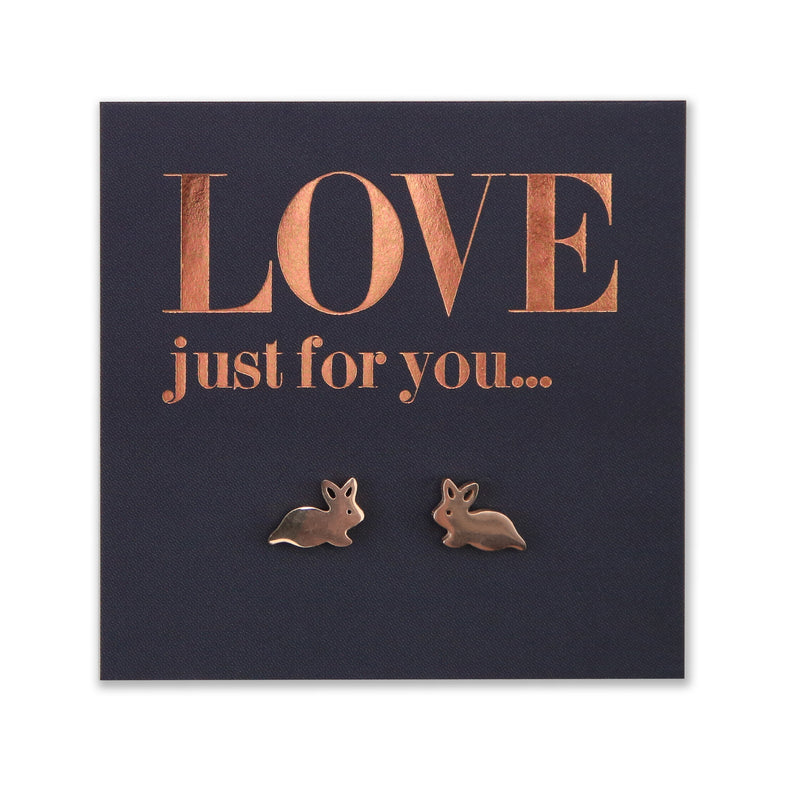 Stainless Steel Earring Studs - Love Just For You - TINY BUNNIES